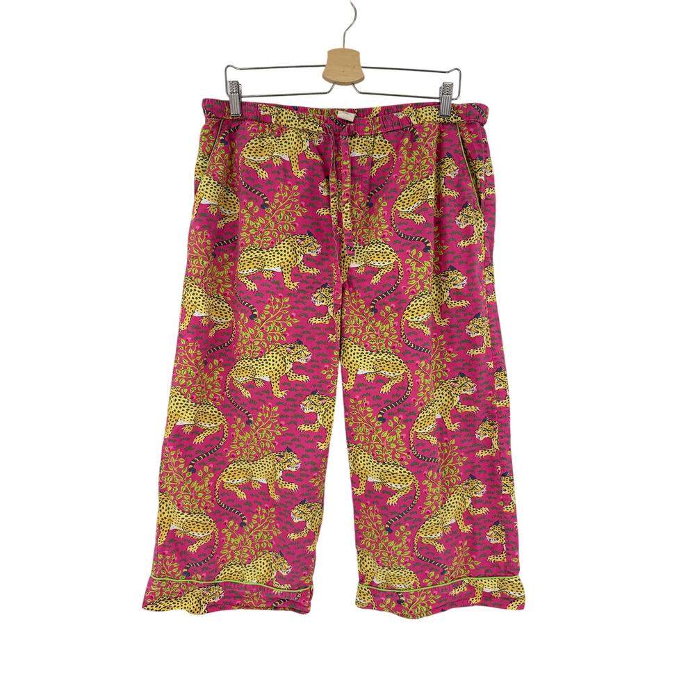Printfresh Pink & Yellow Bagheera Print Cropped Pajama Pants - Large